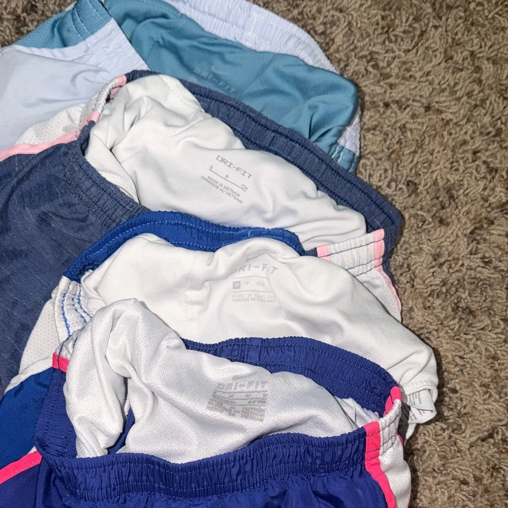 Nike Girls' Blue, Navy & Pink Athletic Shorts Set - 4 Pack